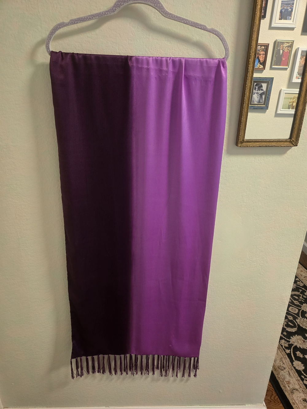 Echo Two-Tone Purple Satin Scarf with Fringe